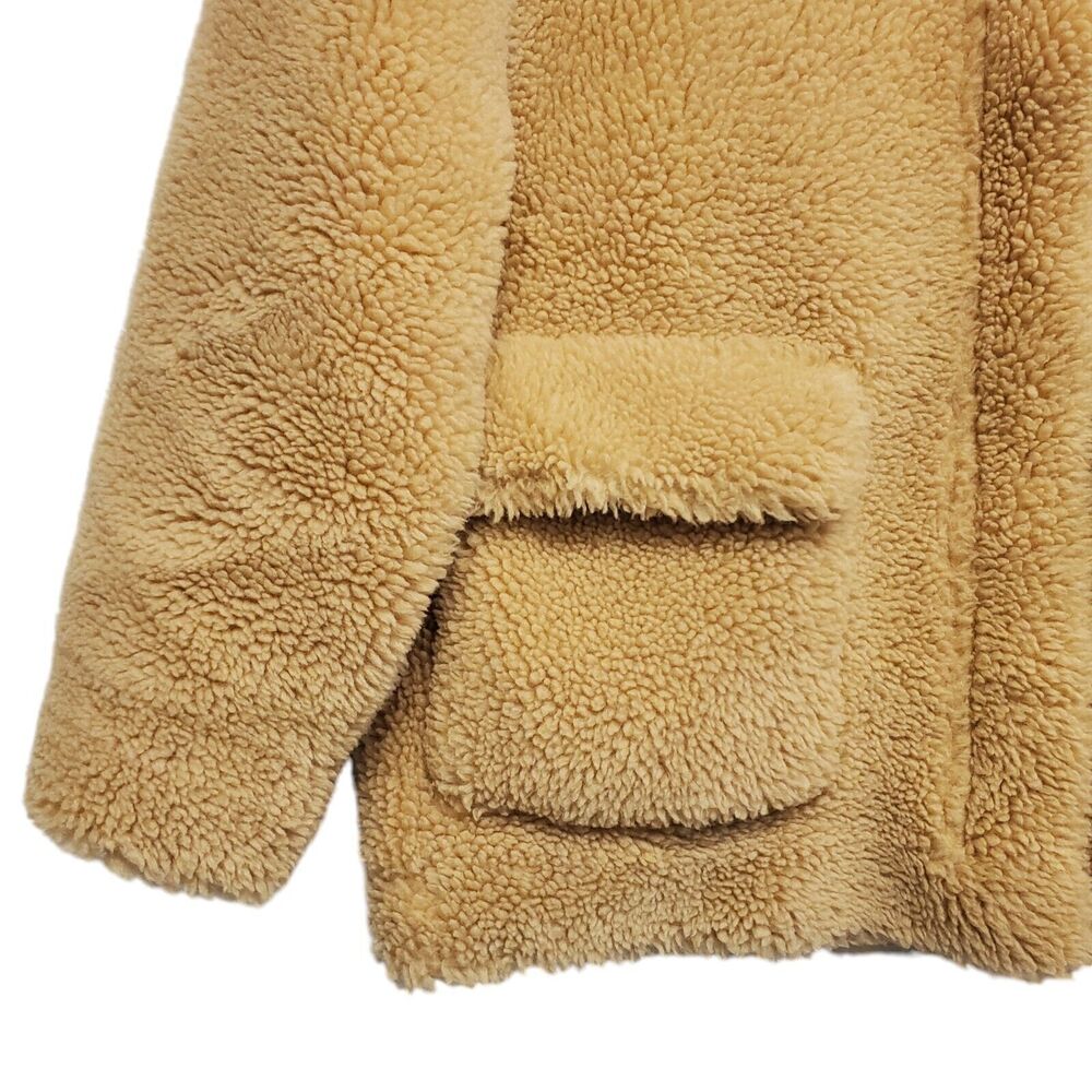 ZARA Jacket Womens XS Brown Sherpa Flap Pockets Full Zip Bomber Outdoor Boho - Picture 6 of 10
